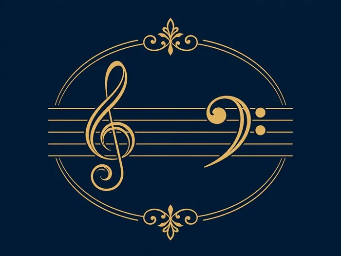 Clave de sol e clave de fá sobre uma pauta